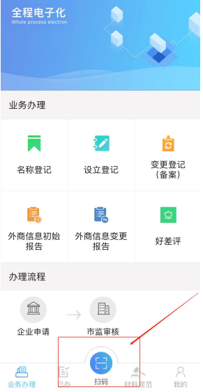 中原區(qū)網(wǎng)上注冊(cè)分公司的流程之a(chǎn)pp掃碼登記河南全程電子化服務(wù)平臺(tái)