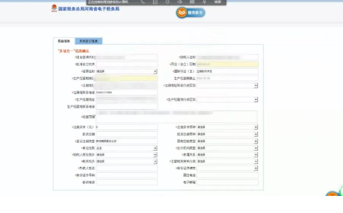 部分信息會自動提取到工商的信息，紅色星號為必填項需要補(bǔ)充完整。
